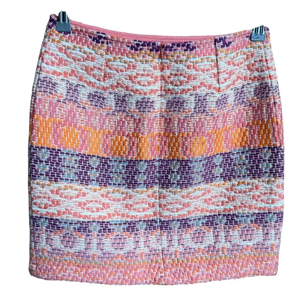 Sessùn Travis Woven Jacquard Mini Skirt Women's EU 34 US 2 Pink Orange Textured